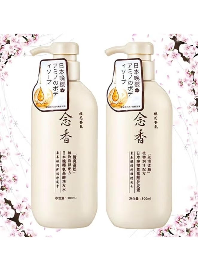 Sakura Japanese Shampoo for Hair Loss - Sakura Body Wash Japanese, Amino Acid Plant Conditioner, Japanese Deep Conditioner, Sakura Hair Growth, for All Hair Type - Image 2